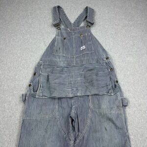 VTG Hercules Overalls Mens 44x30* Blue Hickory Stripe Double Knee Union Made USA